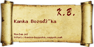 Kanka Bozsóka névjegykártya